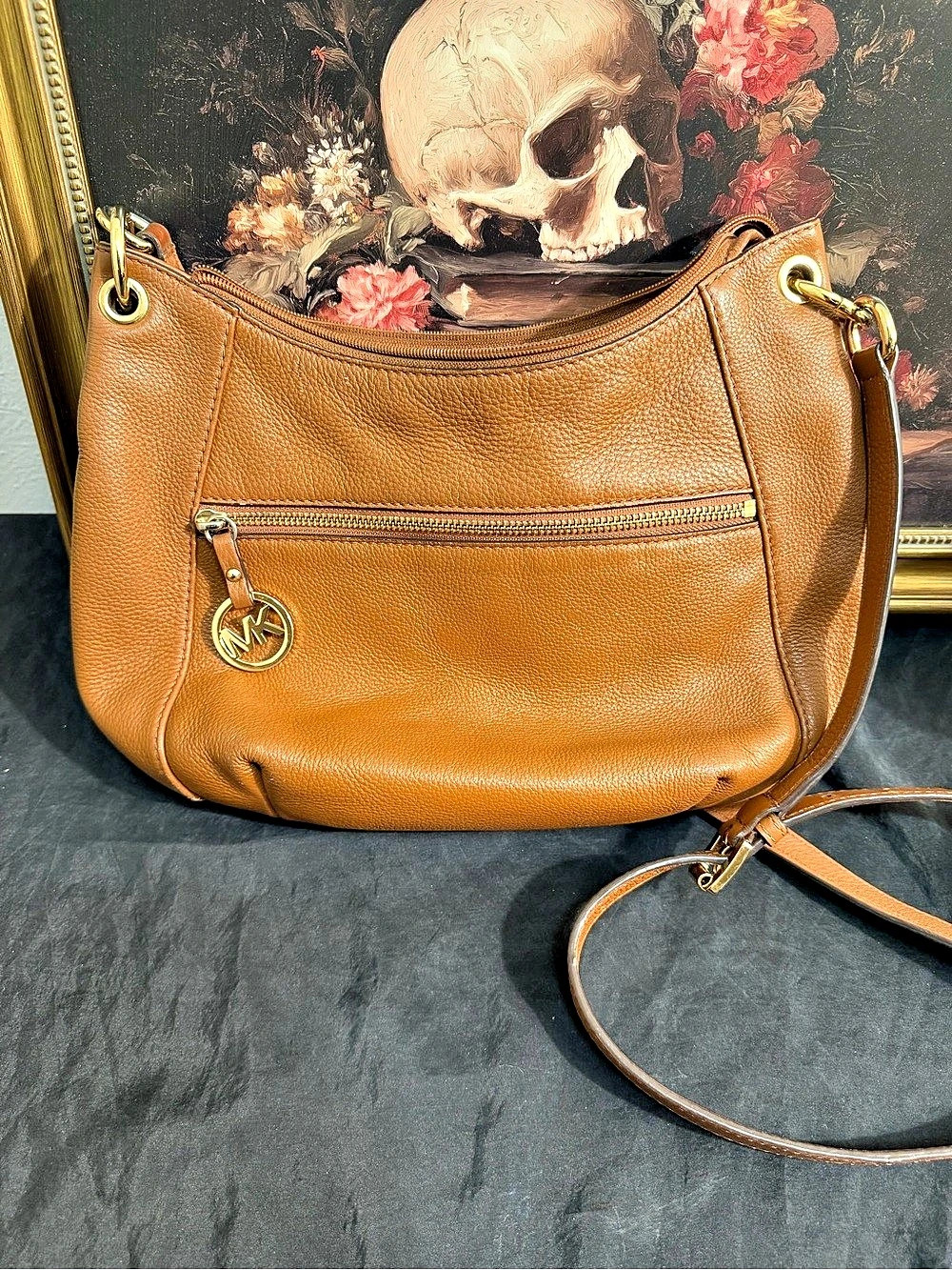 Vintage Michael Kors Dover Medium Pebbled Leather Crossbody Bag Brown